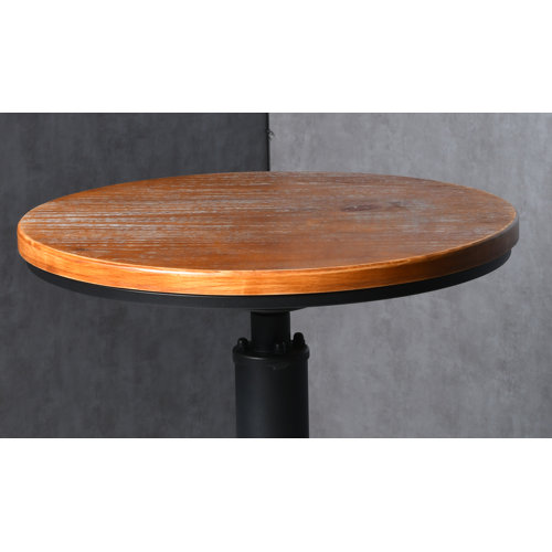 Topower Dining Table Round Solid Wood Top Metal Base Dining Table